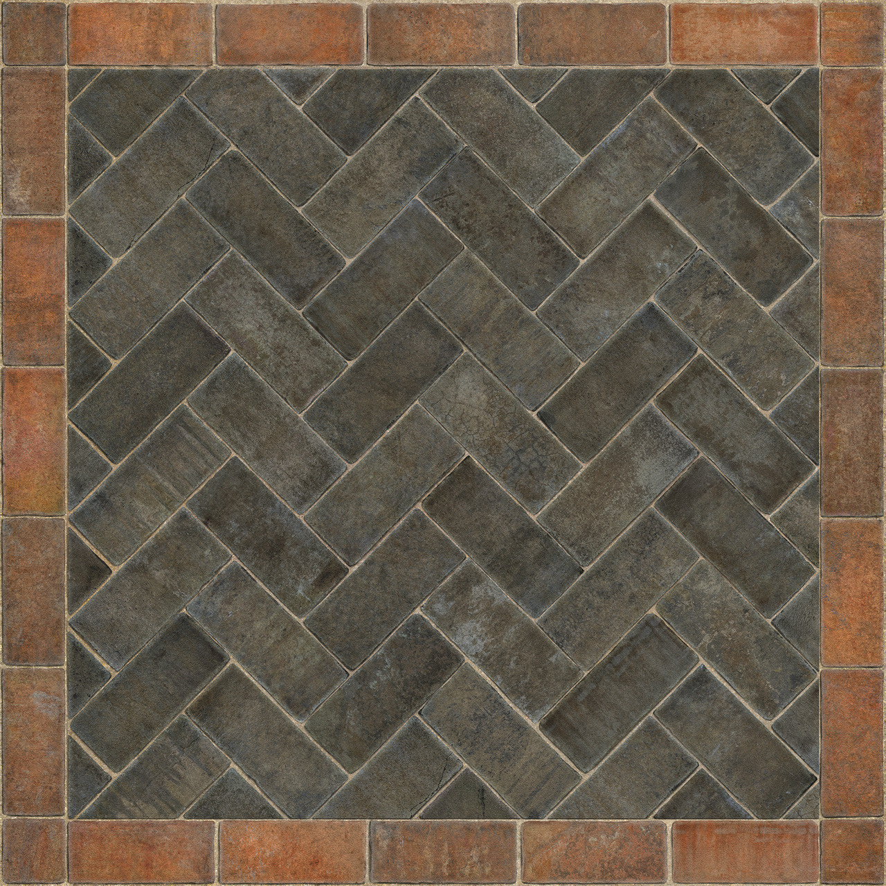 Williamsburg Herringbone Brick The Powder Horn - vinyl floor cloth size 48x48