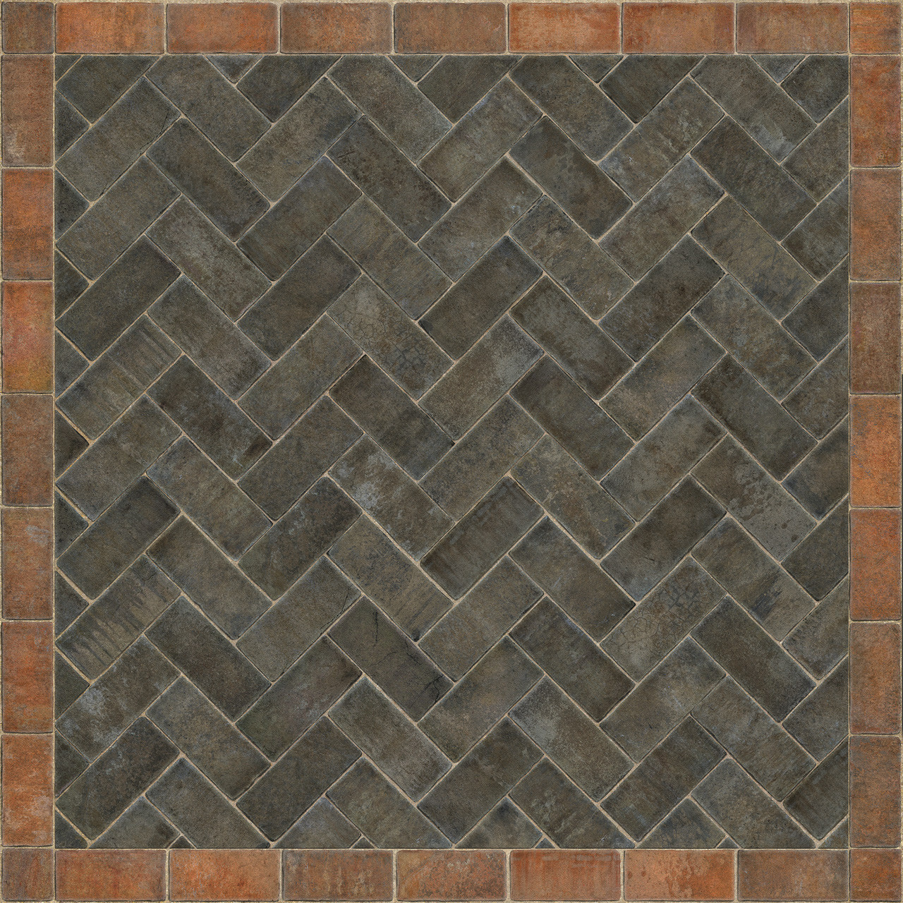 Williamsburg Herringbone Brick The Powder Horn - vinyl floor cloth size 60x60