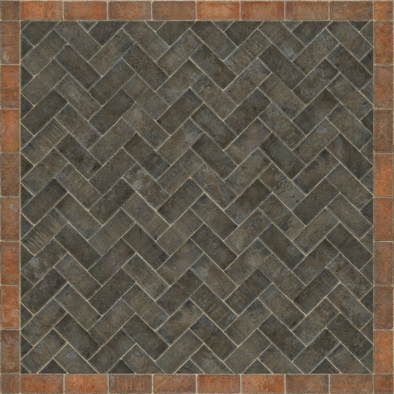 Williamsburg Herringbone Brick The Powder Horn - vinyl floor cloth size 72x72