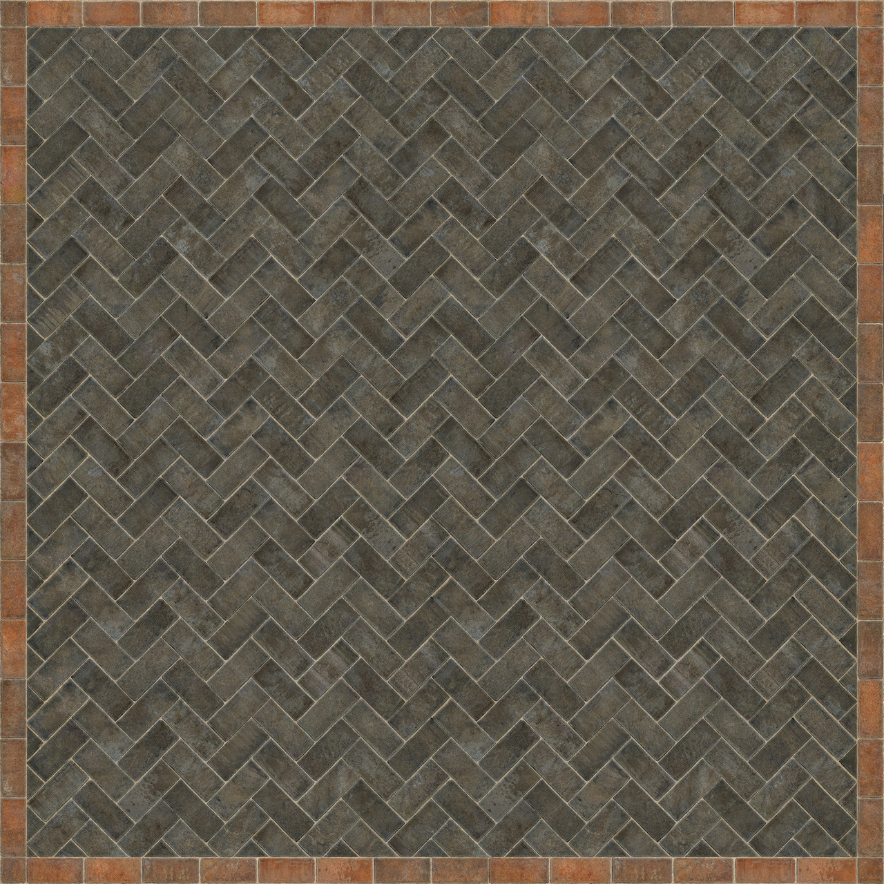 Williamsburg Herringbone Brick The Powder Horn - vinyl floor cloth size 120x120