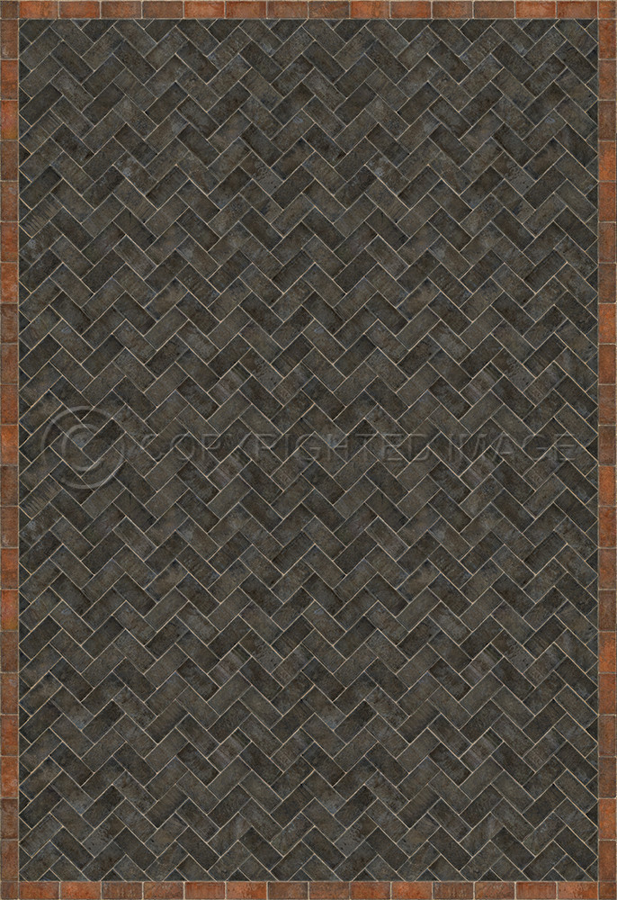 Williamsburg Herringbone Brick The Powder Horn - vinyl floor cloth size 120x175