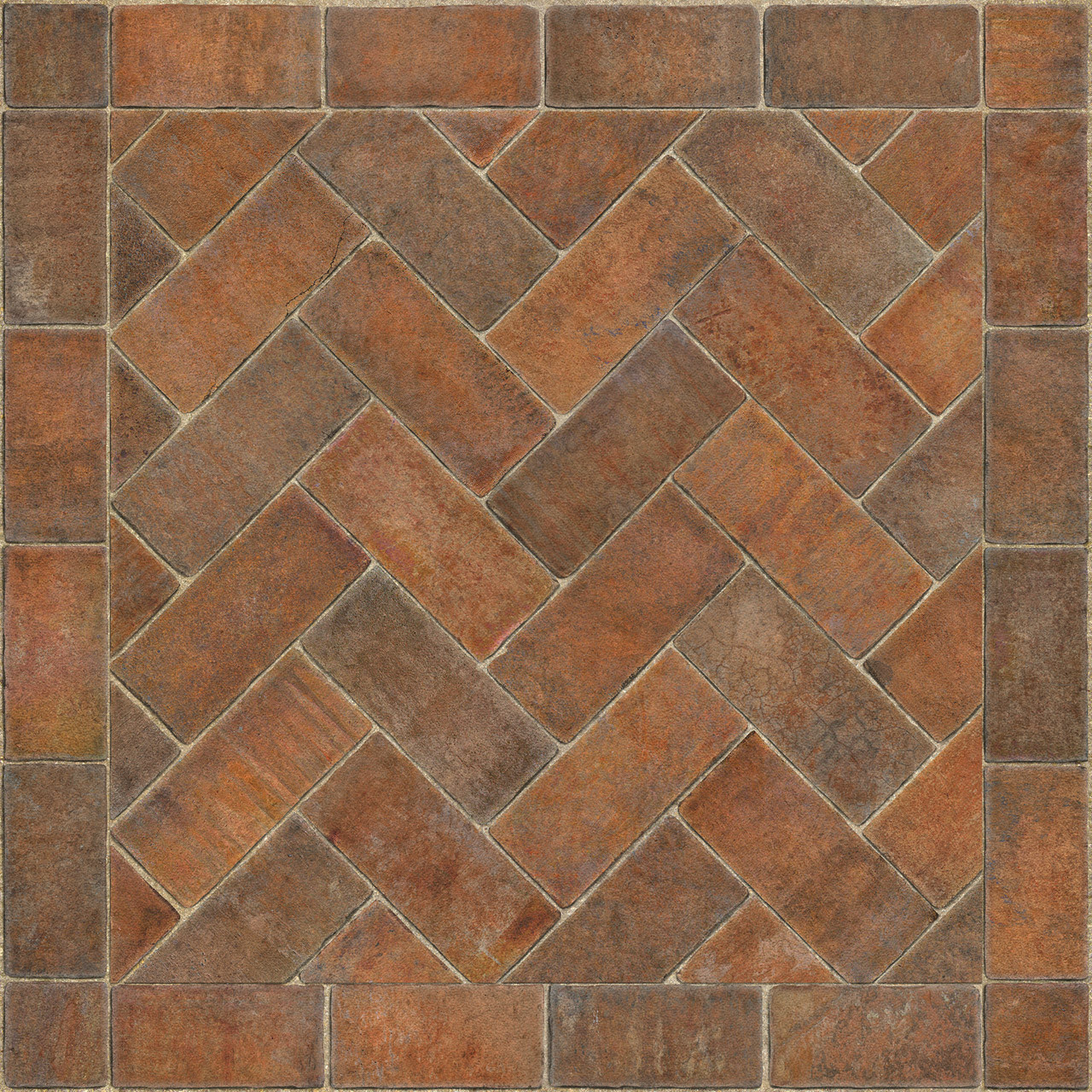 Williamsburg Herringbone Brick Trip to the Market Square - vinyl floor cloth size 36x36