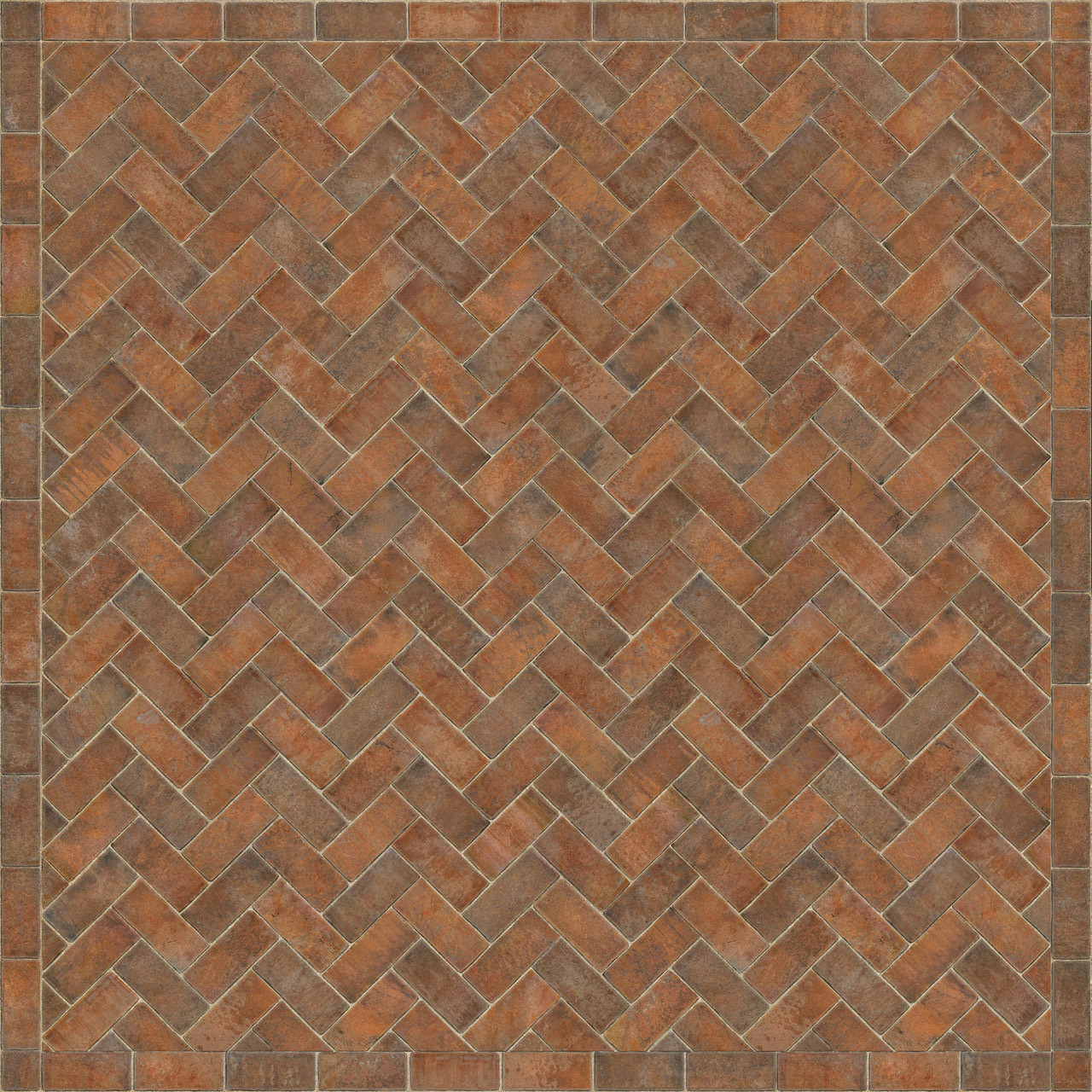 Williamsburg Herringbone Brick Trip to the Market Square - vinyl floor cloth size 72x72