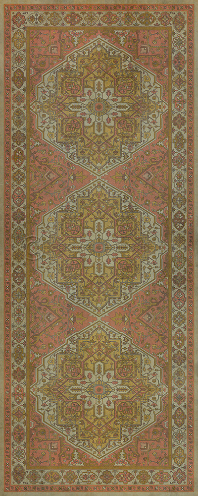 Camelot Blanchefleur - vinyl floor cloth sizes 30x75, 36x90