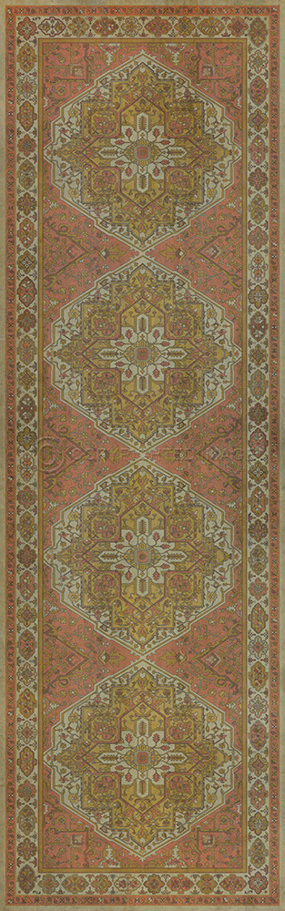Camelot Blanchefleur - vinyl floor cloth sizes 24x77, 30x96, 26x83, 36x115