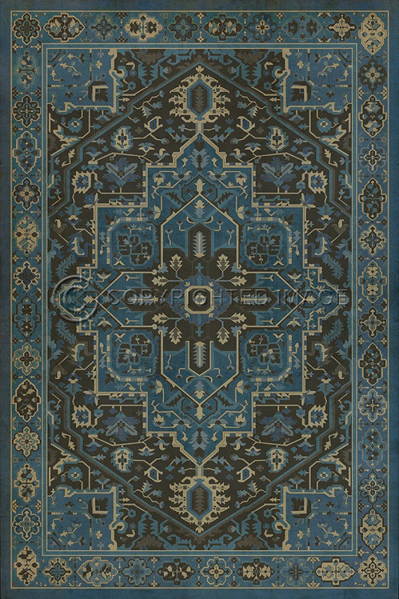 Camelot Merlin - vinyl floor cloth sizes 20x30, 24x36, 30x44, 38x56  (slightly different border than the bigger sizes)