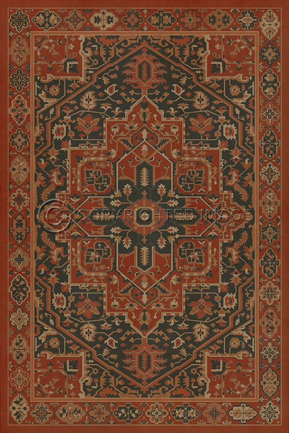 Camelot Mordred - vinyl floor cloth sizes 20x30, 24x36, 30x44, 38x56  (slightly different border than the bigger sizes)