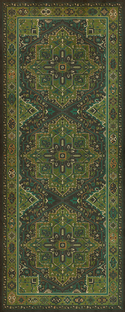 Camelot The Green Knight - vinyl floor cloth sizes 30x75, 36x90