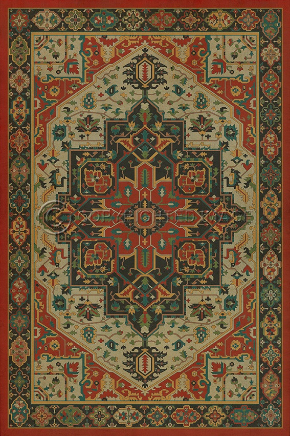 Camelot Uther Pendragon - vinyl floor cloth sizes 20x30, 24x36, 30x44, 38x56  (slightly different border than the bigger sizes)