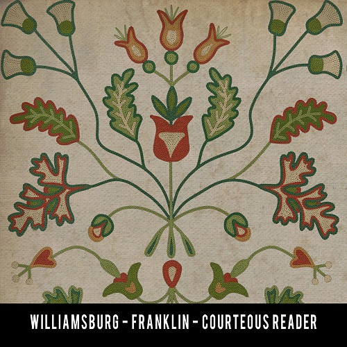 Williamsburg Franklin Courteous Reader - vinyl floor cloth swatch sample