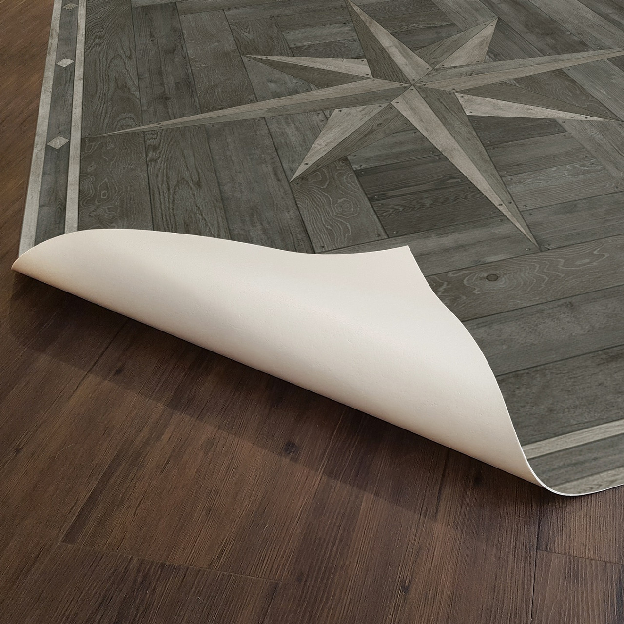 Williamsburg 18th Century Joinery Dark Pine Shadows - vinyl floor cloth underside 