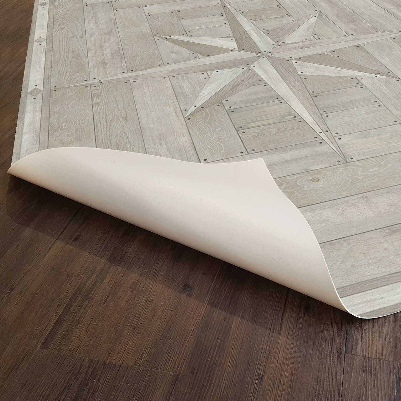 Williamsburg 18th Century Joinery Everlasting Grain - vinyl floor cloth underside 