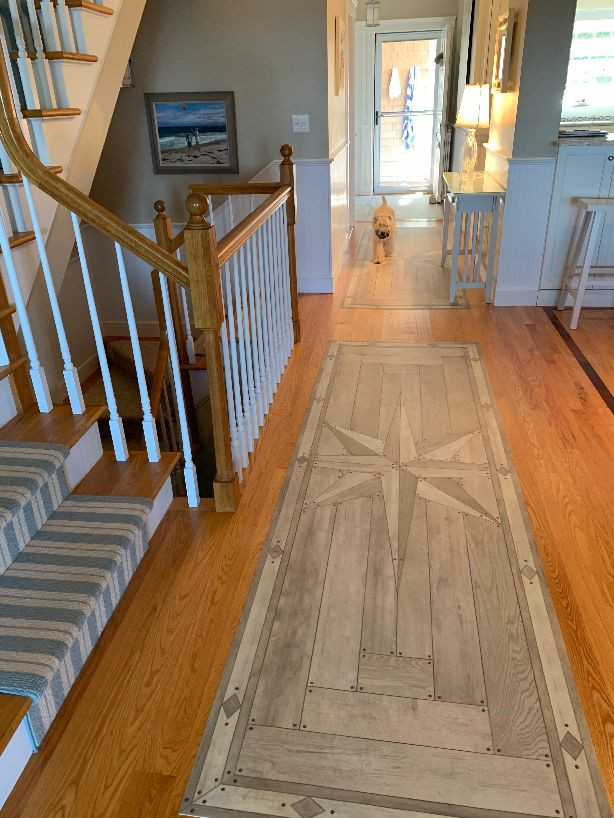 Williamsburg 18th Century Joinery Golden Beams - vinyl floor cloth Pura Vida customer use of size 36x115
