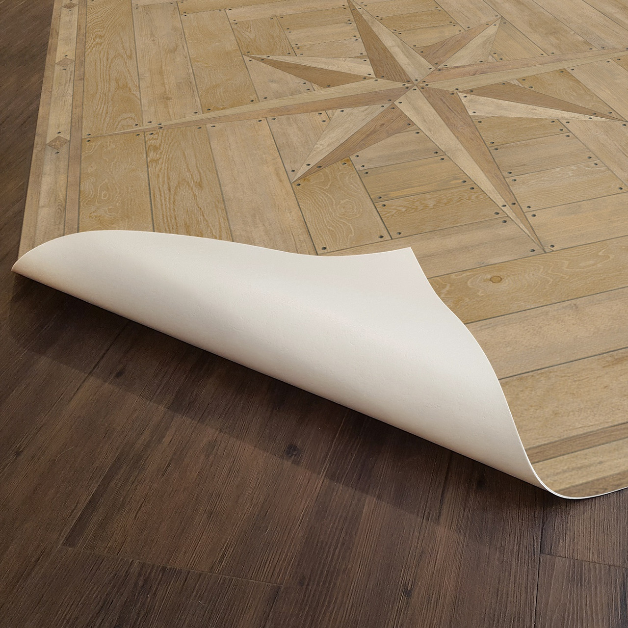 Williamsburg 18th Century Joinery Golden Beams - vinyl floor cloth underside 