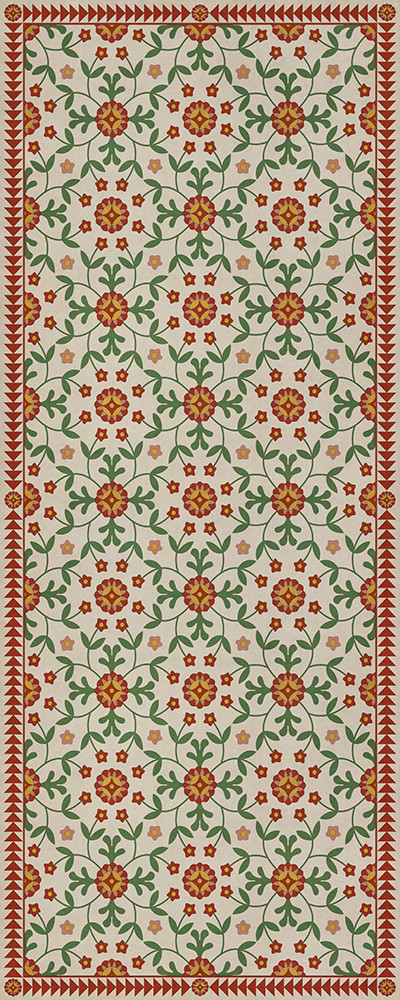 Whig Rose Contemplation - vinyl floor cloth sizes 30x75, 36x90