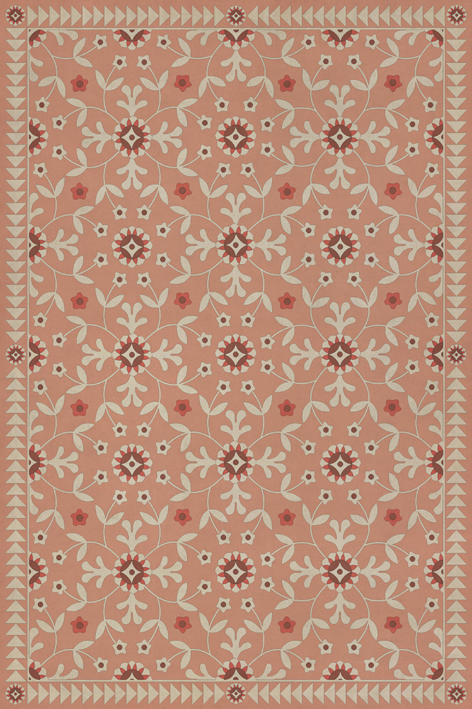 Whig Rose Cupid and Folly - vinyl floor cloth sizes 20x30, 24x36, 30x44, 38x56, 52x76, 70x102