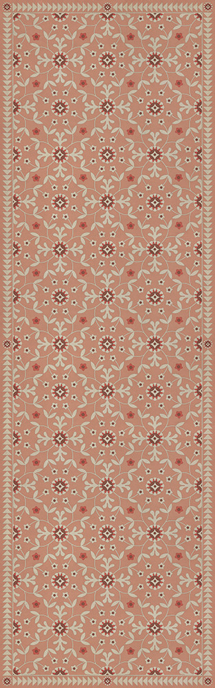 Whig Rose Cupid and Folly - vinyl floor cloth sizes 24x77, 30x96, 26x83, 36x115