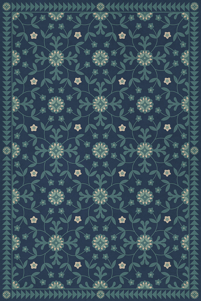 Whig Rose Going Beyond the Seas - vinyl floor cloth sizes 20x30, 24x36, 30x44, 38x56, 52x76, 70x102