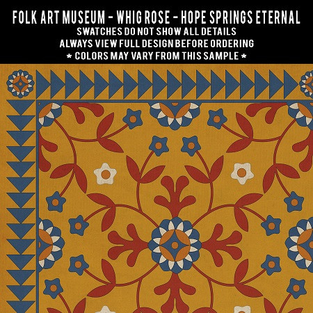 Whig Rose Hope Springs Eternal - vinyl floor cloth 5"x5" swatch