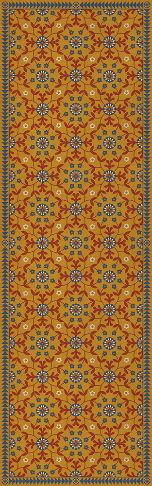 Whig Rose Hope Springs Eternal - vinyl floor cloth sizes 24x77, 30x96, 26x83, 36x115