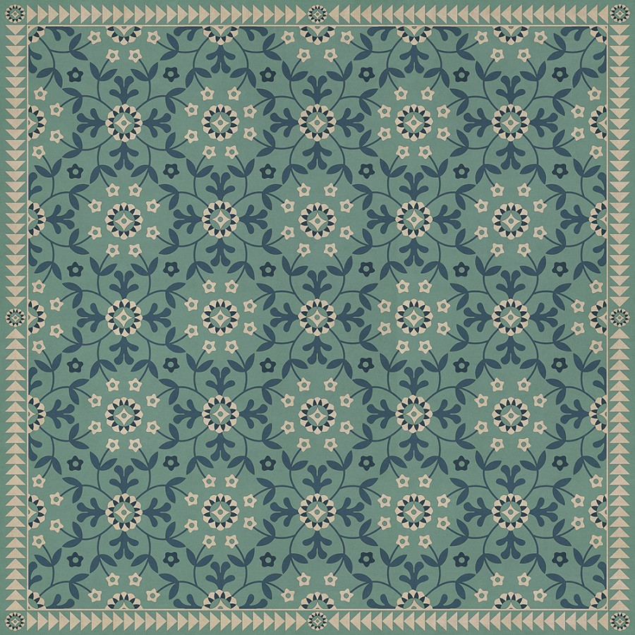Whig Rose Life is a Journey - vinyl floor cloth sizes 84x84, 96x96, 120x120