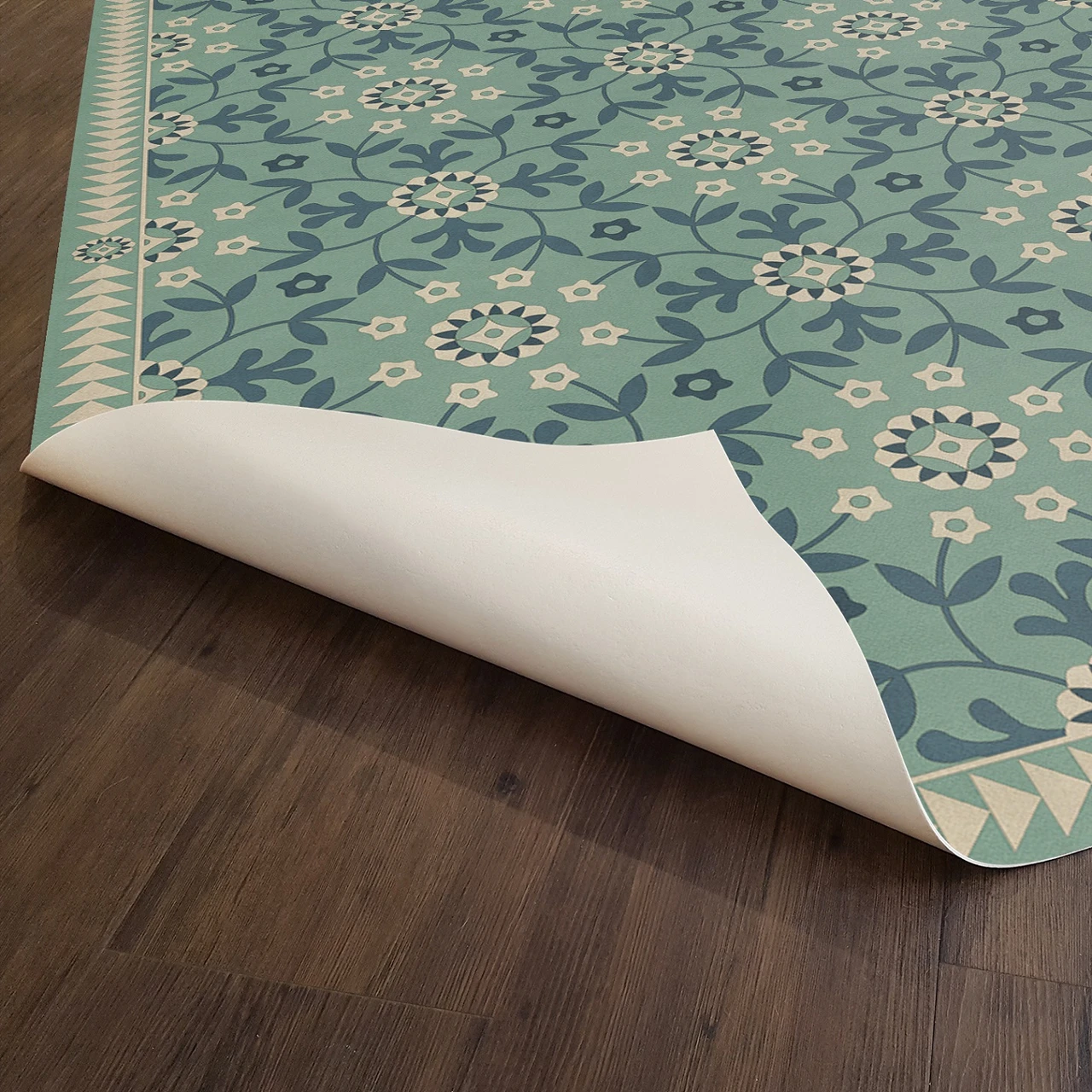 Whig Rose Life is a Journey - vinyl floor cloth underside 