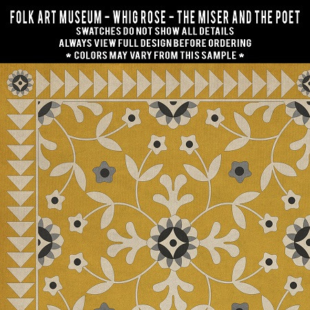 Whig Rose The Miser and The Poet - vinyl floor cloth 5"x5" swatch