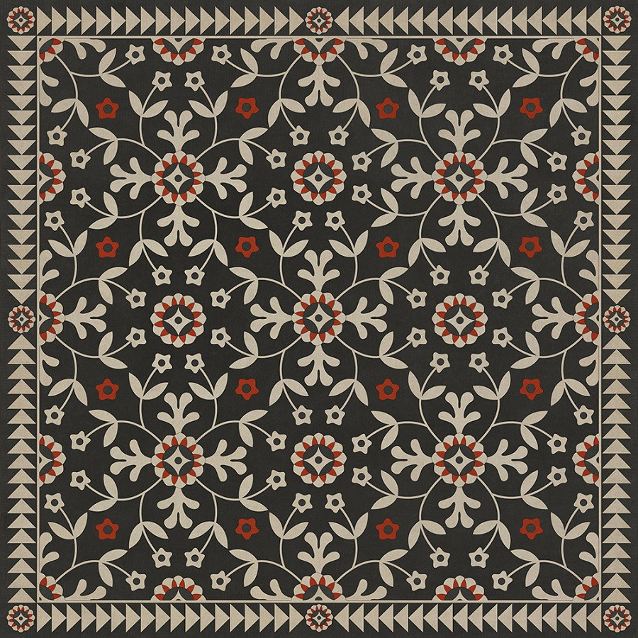 Whig Rose Time Takes it All - vinyl floor cloth sizes 36x36, 48x48, 60x60, 72x72