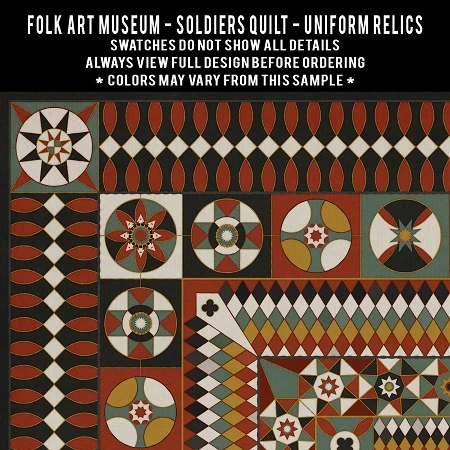 Soldiers Quilt Uniform Relics - vinyl floor cloth 5"x5" swatch