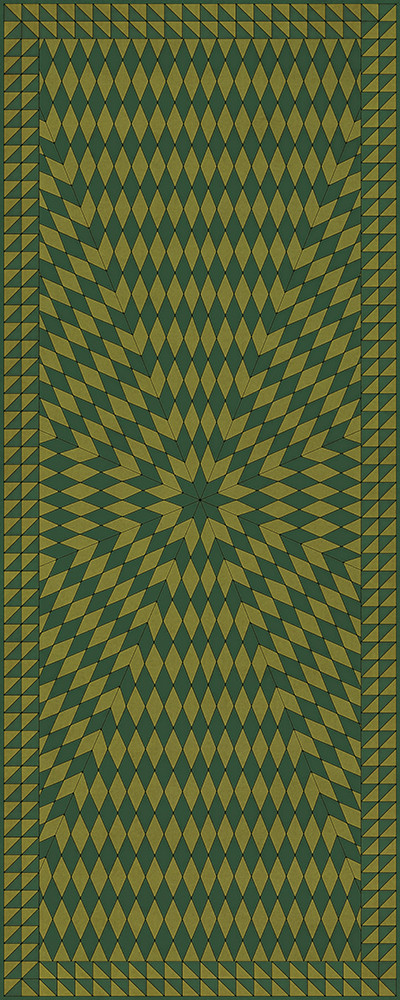 Sunburst And Sit on a Green Knoll - vinyl floor cloth sizes 30x75, 36x90