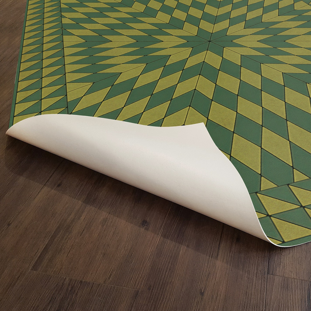 Sunburst And Sit on a Green Knoll - vinyl floor cloth underside 