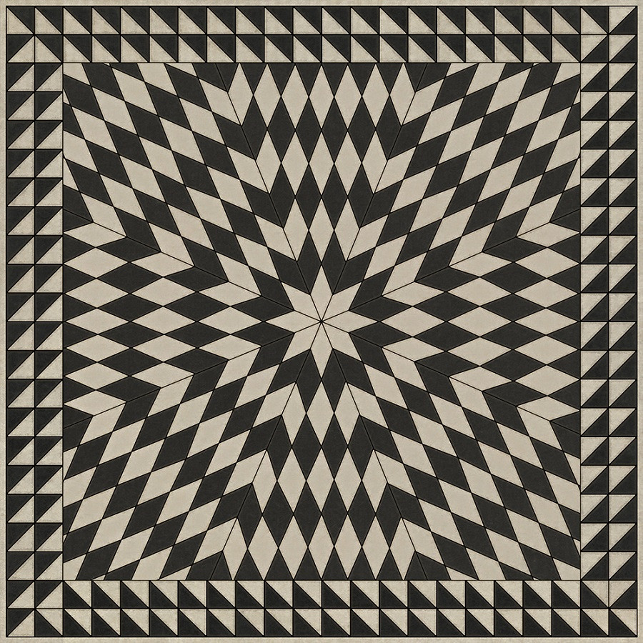 Sunburst Of Night and Light - vinyl floor cloth sizes 36x36, 48x48