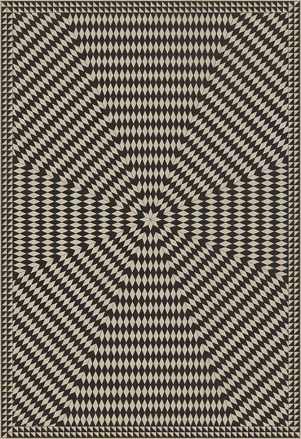 Sunburst Of Night and Light - vinyl floor cloth sizes 96x140, 120x175