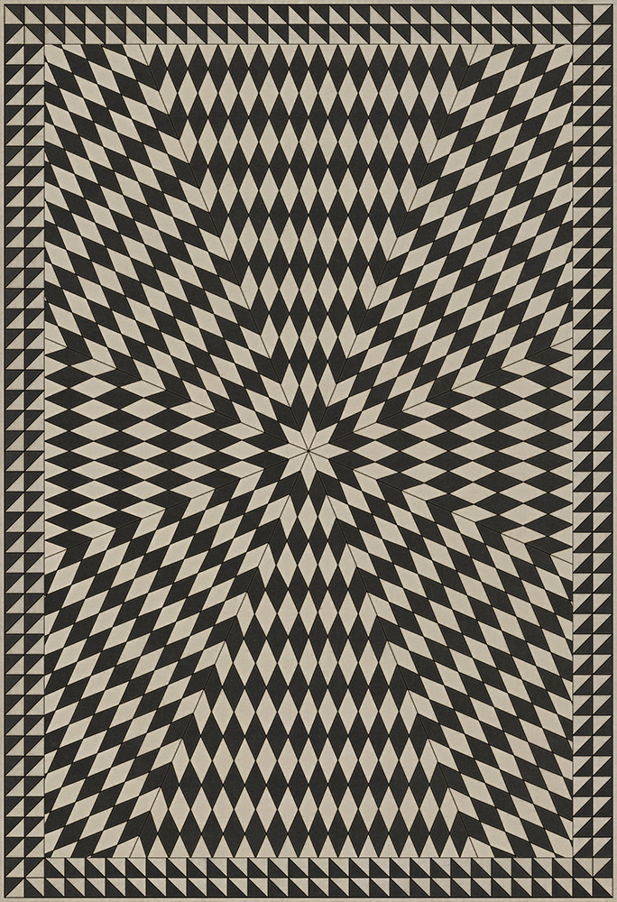 Sunburst Of Night and Light - vinyl floor cloth sizes 52x76, 70x102