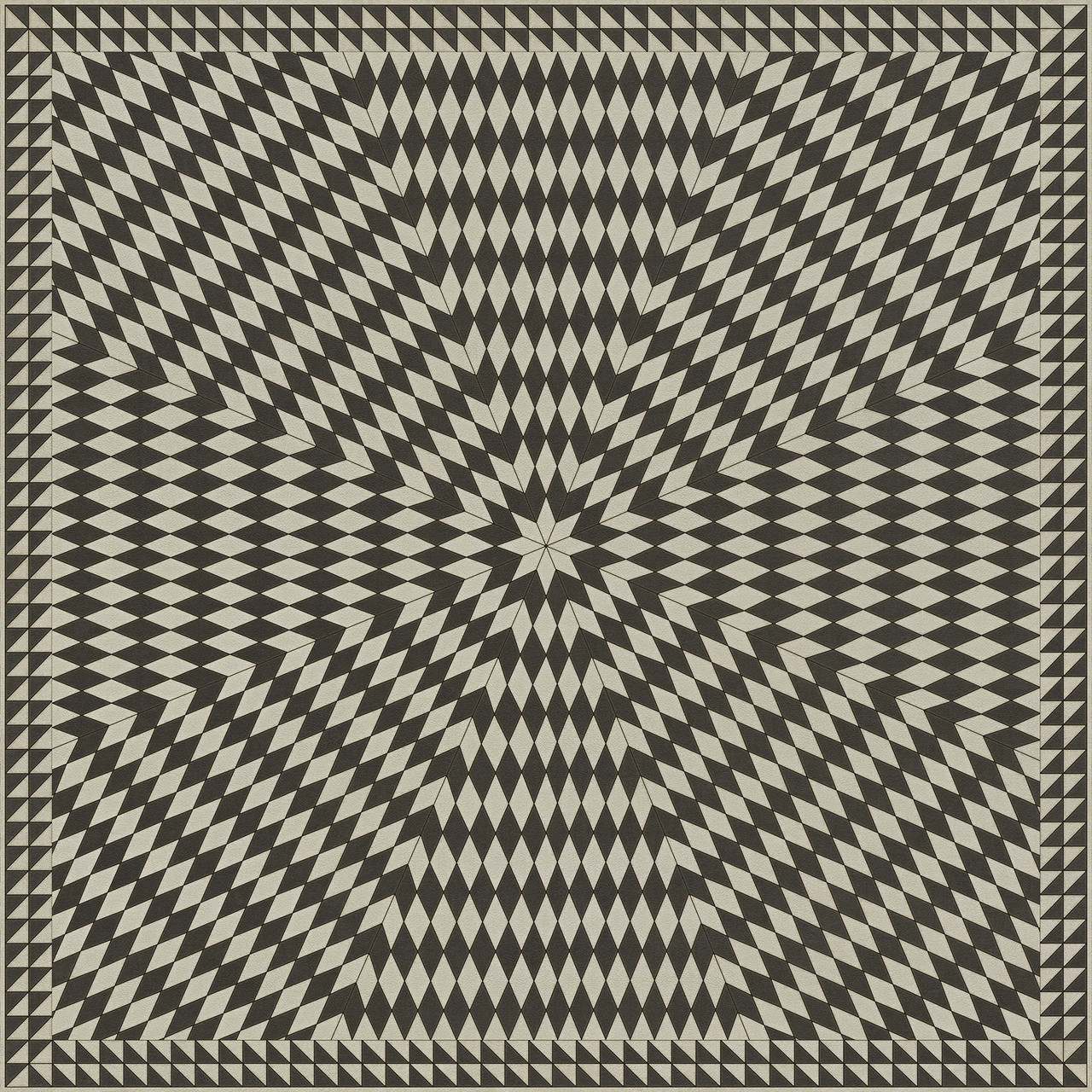 Sunburst Of Night and Light - vinyl floor cloth 84x84