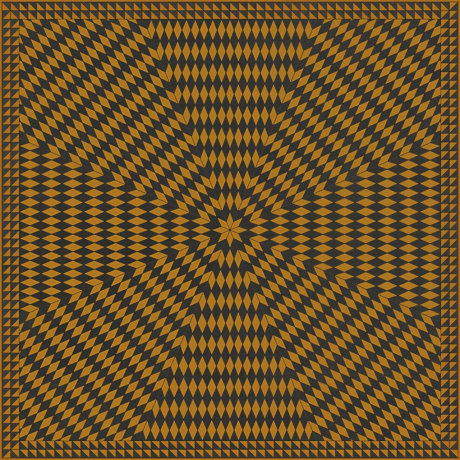 Sunburst Swinging Lamps at Night - vinyl floor cloth sizes 96x96, 120x120