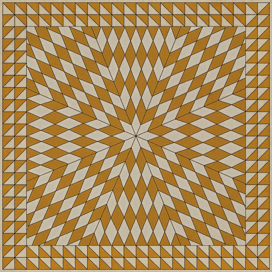 Sunburst The Sun has Risen - vinyl floor cloth sizes 36x36, 48x48
