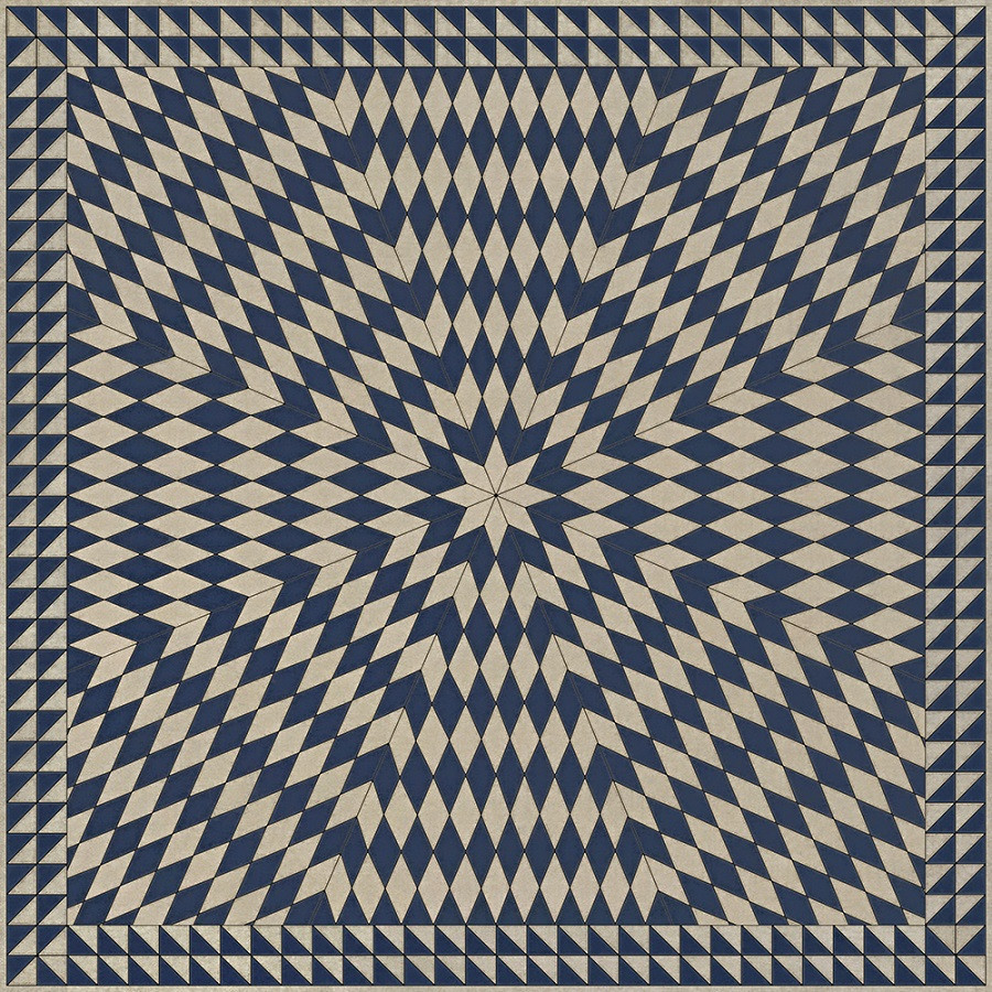Sunburst Wide Across the Lakes - vinyl floor cloth sizes 60x60, 72x72
