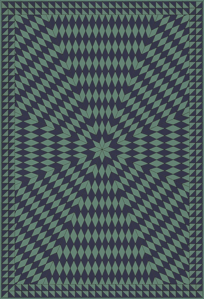 Sunburst Winter in the Shade - vinyl floor cloth sizes 52x76, 70x102