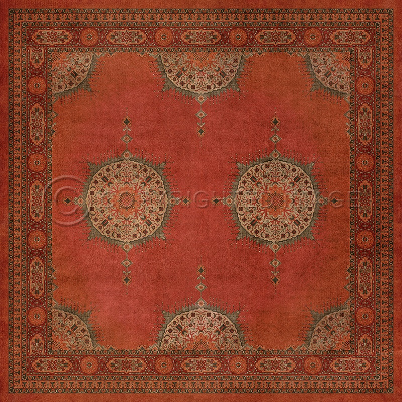 Tabriz Amesha - vinyl floor cloth sizes 60x60, 72x72, 84x84, 96x96, 120x120