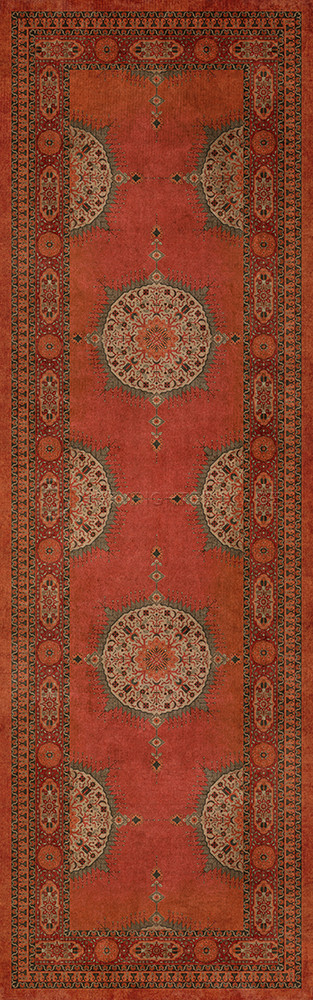 Tabriz Amesha - vinyl floor cloth sizes 24x77, 30x96, 26x83, 36x115