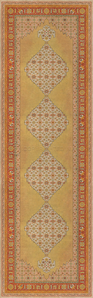 Agra Bishan - vinyl floor cloth sizes 24x77, 30x96, 26x83, 36x115