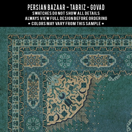 Tabriz Govad - vinyl floor cloth 5"x5" swatch