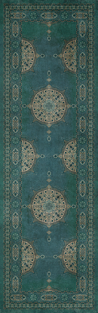 Tabriz Govad - vinyl floor cloth sizes 24x77, 30x96, 26x83, 36x115