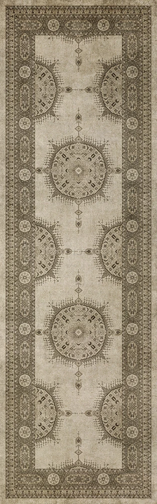 Tabriz Mithras - vinyl floor cloth sizes 24x77, 30x96, 26x83, 36x115