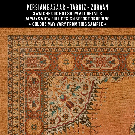 Tabriz Zurvan - vinyl floor cloth 5"x5" swatch