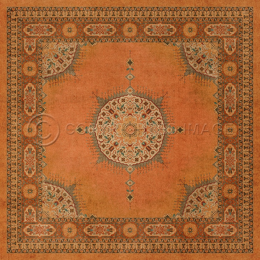 Tabriz Zurvan - vinyl floor cloth sizes 36x36, 48x48