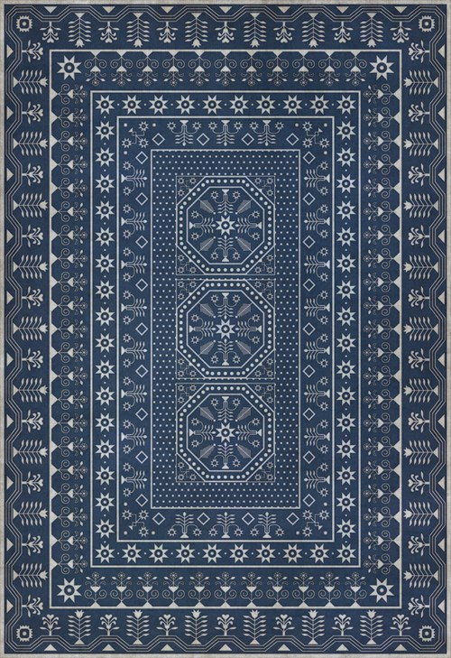 Embroidery Waning Moon - vinyl floor cloth, Image for all rectangle sizes 