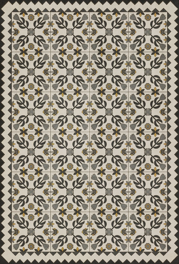 Floral Quilt A Field of Cotton - vinyl floor cloth sizes 20x30, 24x36, 30x44, 38x56