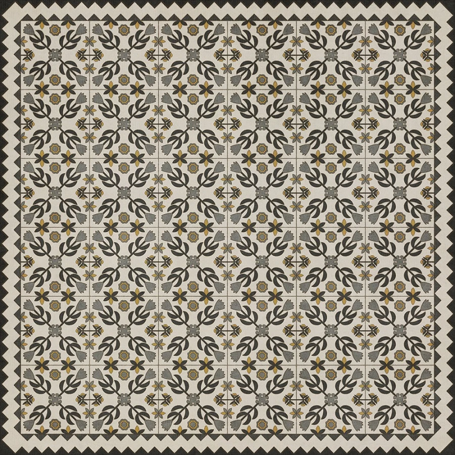 Floral Quilt A Field of Cotton - vinyl floor cloth sizes 60x60, 72x72